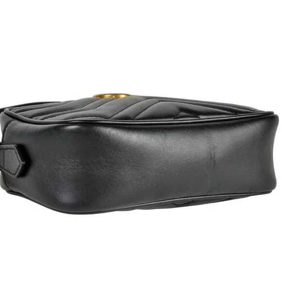 GUCCI Black Leather GG Marmont Shoulder Bag - Picture 4 of 7